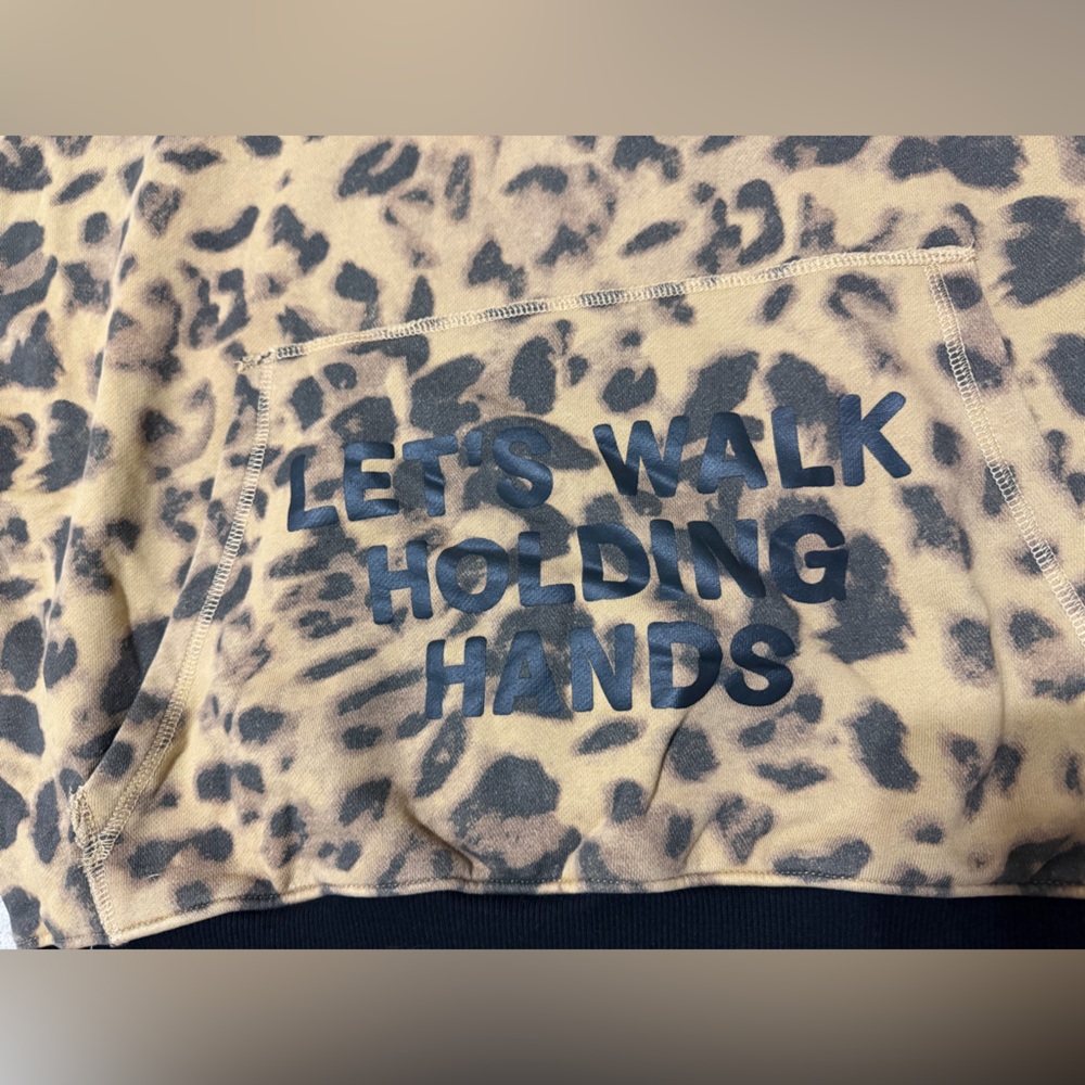 Leopard Print Hoodie Sweater - "Let's Walk Holding Hands" - Picture 4 of 5